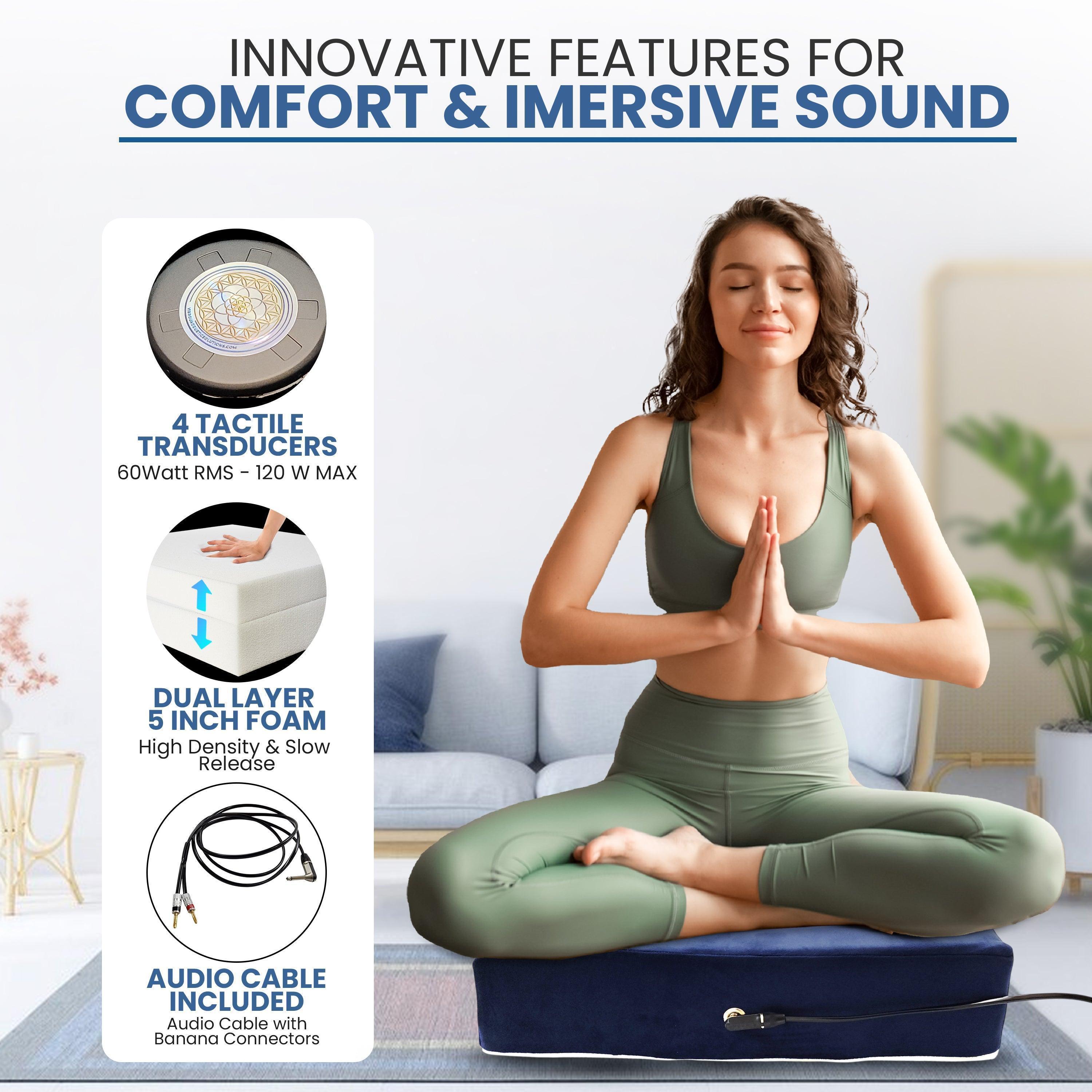 Vibroacoustic Therapy Zafu Meditation Cushion with custom amplifier