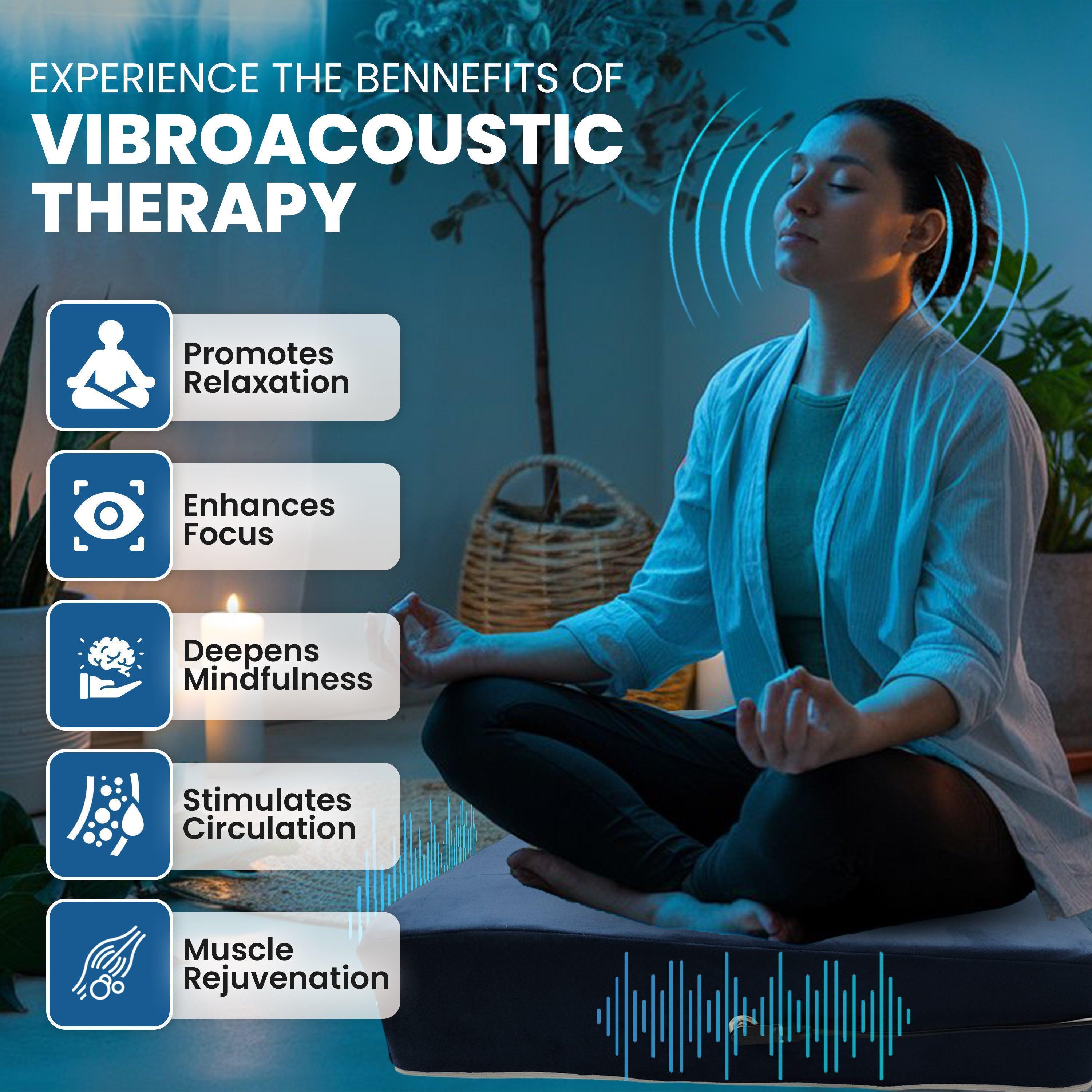 Vibroacoustic Therapy Zafu Meditation Cushion with custom amplifier