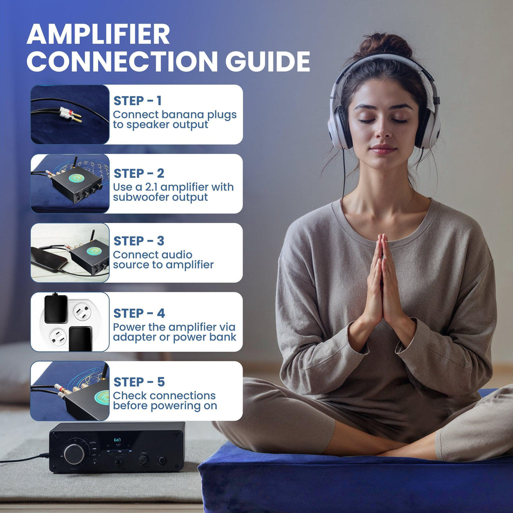Vibroacoustic Therapy Zafu Meditation Cushion with custom amplifier
