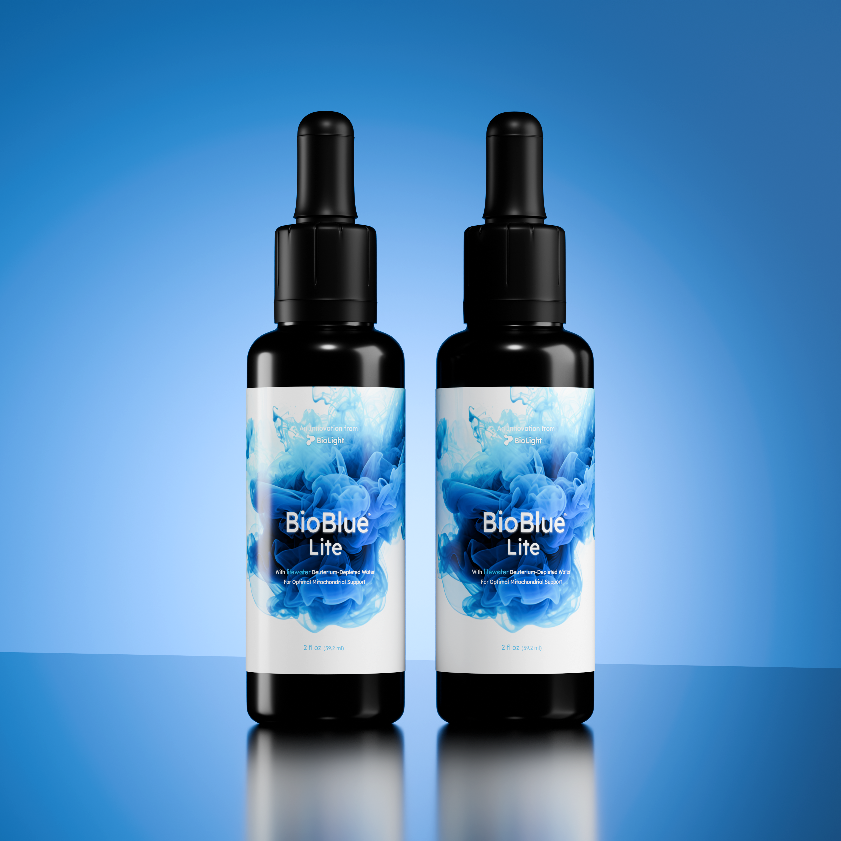 BioBlue Lite: Methylene Blue Supplement w/ Litewater (Deuterium-Depleted Water) - Support Brain Health & Mitochondrial Function | Red Light Therapy Synergist | 1% Solution, USP Grade