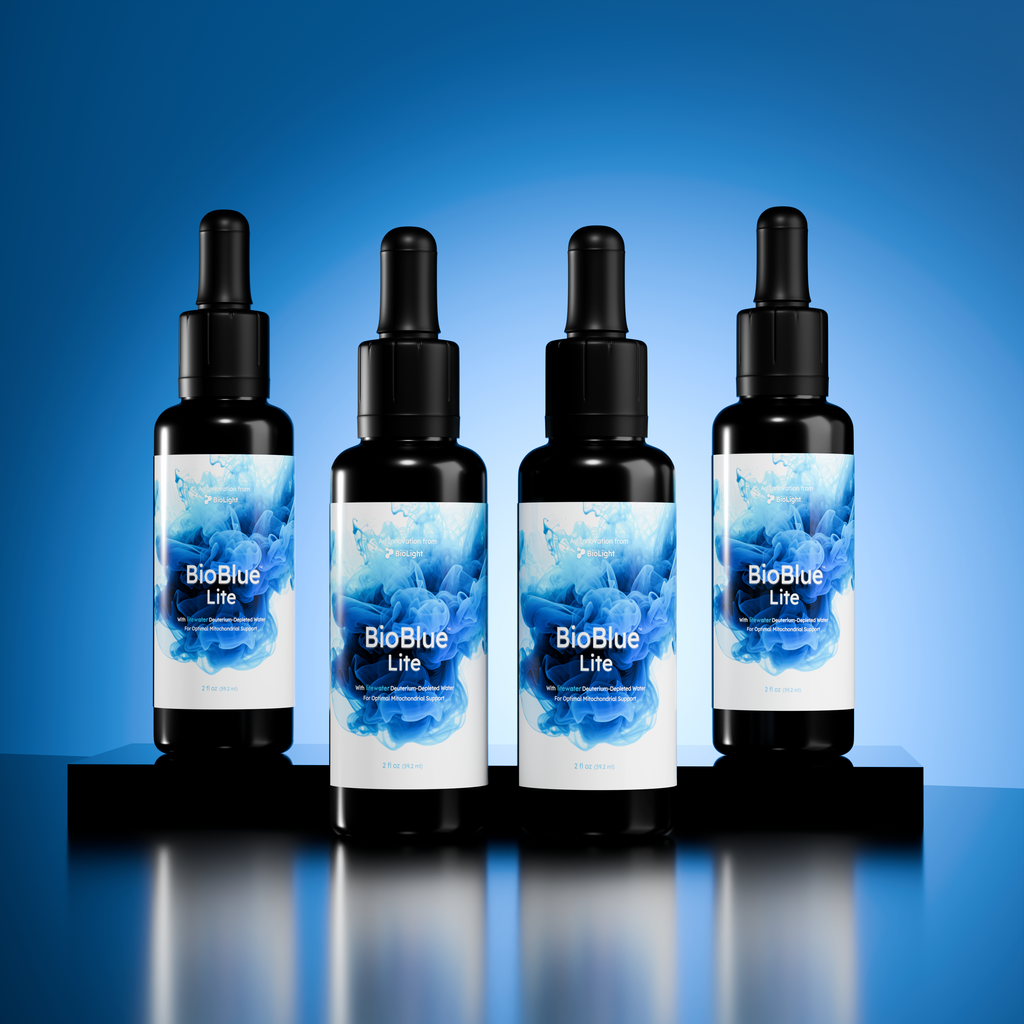 BioBlue Lite: Methylene Blue Supplement w/ Litewater (Deuterium-Depleted Water) - Support Brain Health & Mitochondrial Function | Red Light Therapy Synergist | 1% Solution, USP Grade