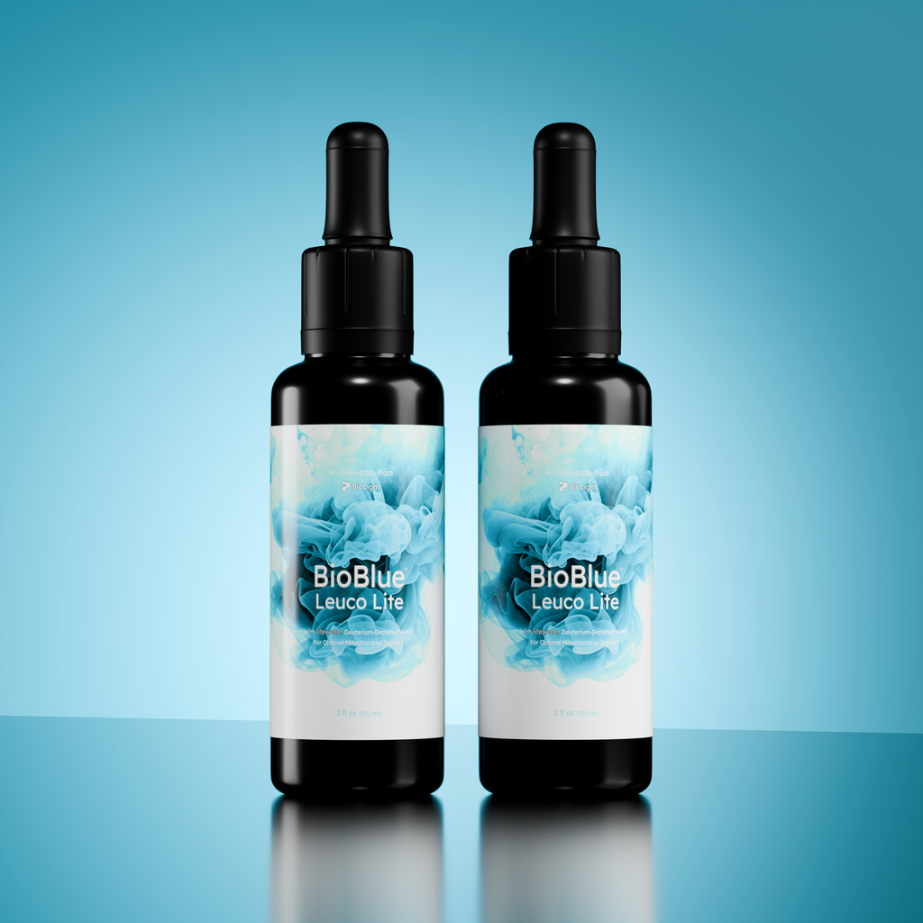 BioBlue Leuco Lite: Rapidly Absorbed Leucomethylene Blue w/ Litewater (Deuterium-Depleted Water) for Enhanced Brain & Mitochondrial Support | Wellness & Longevity Supplement | 1% Solution, USP Grade