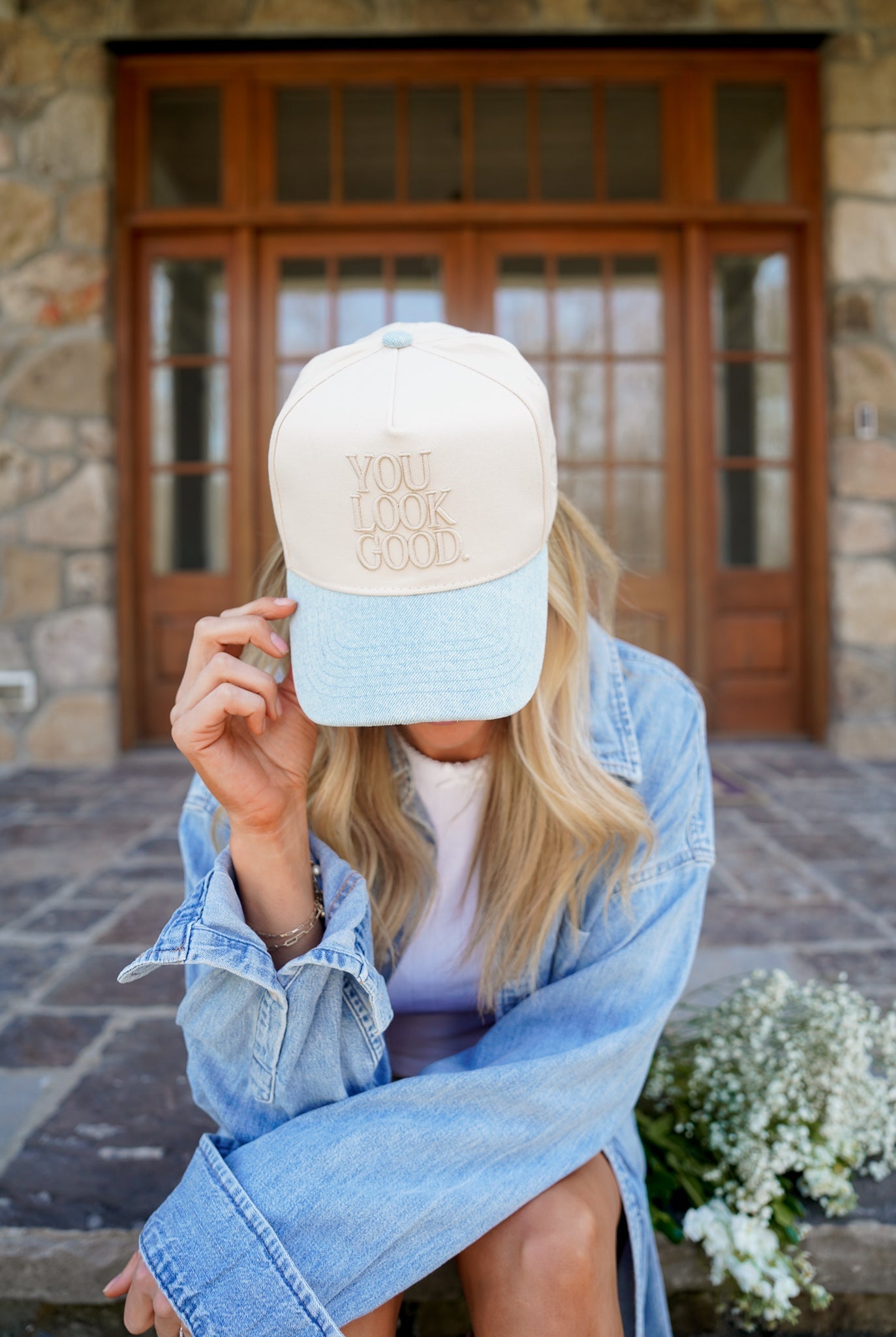 You Look Good. - Denim Vintage Trucker Hat