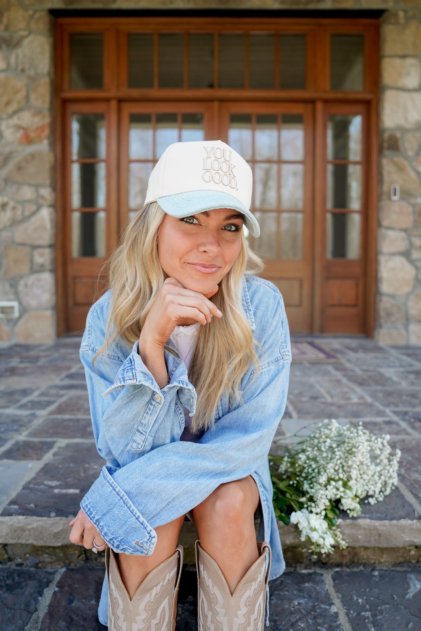 You Look Good. - Denim Vintage Trucker Hat