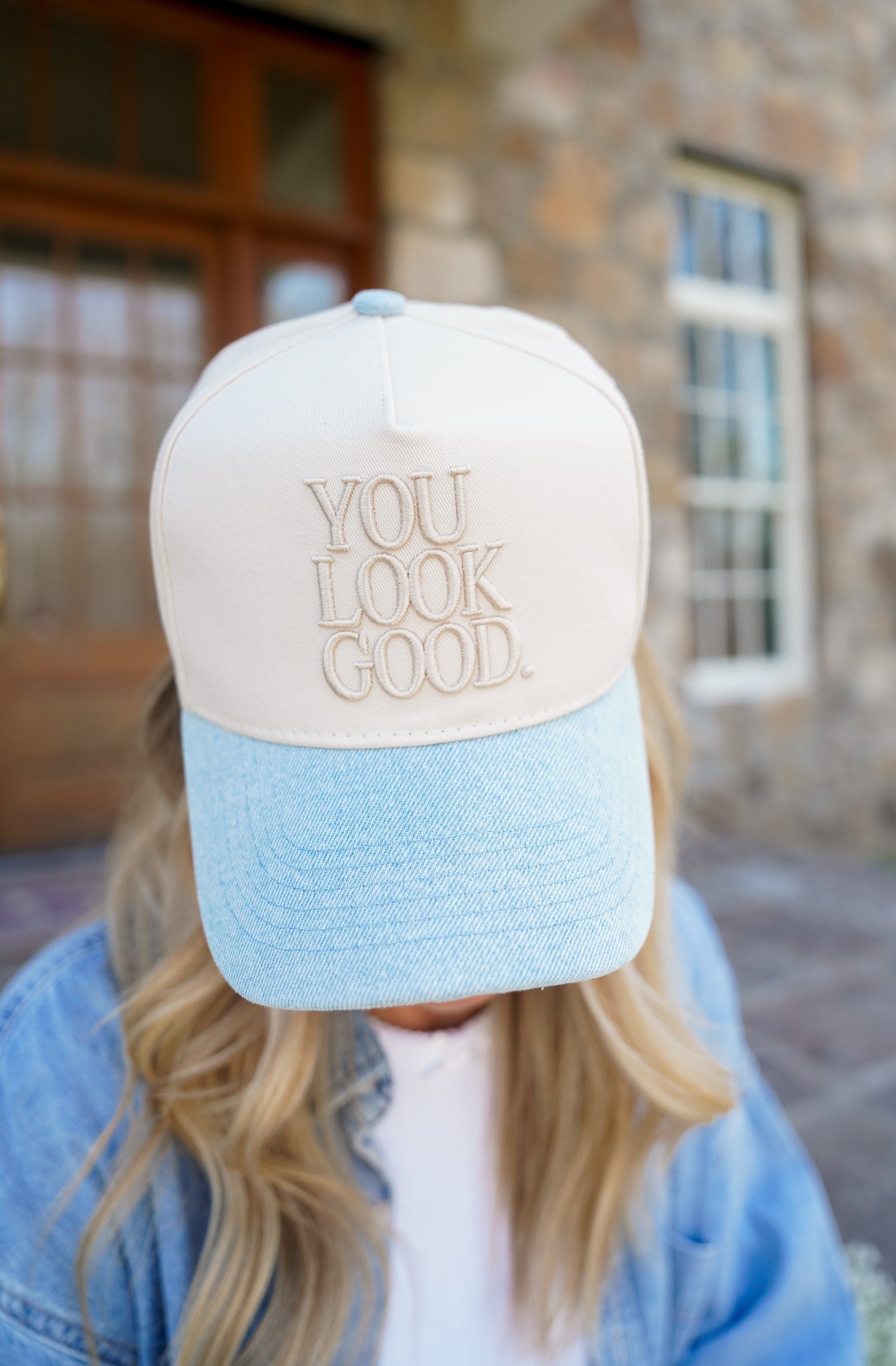 You Look Good. - Denim Vintage Trucker Hat