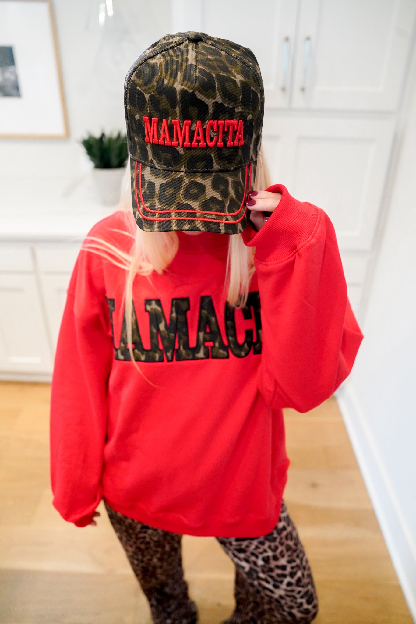 Mamacita - Red Vintage Mock-Neck Sweatshirt