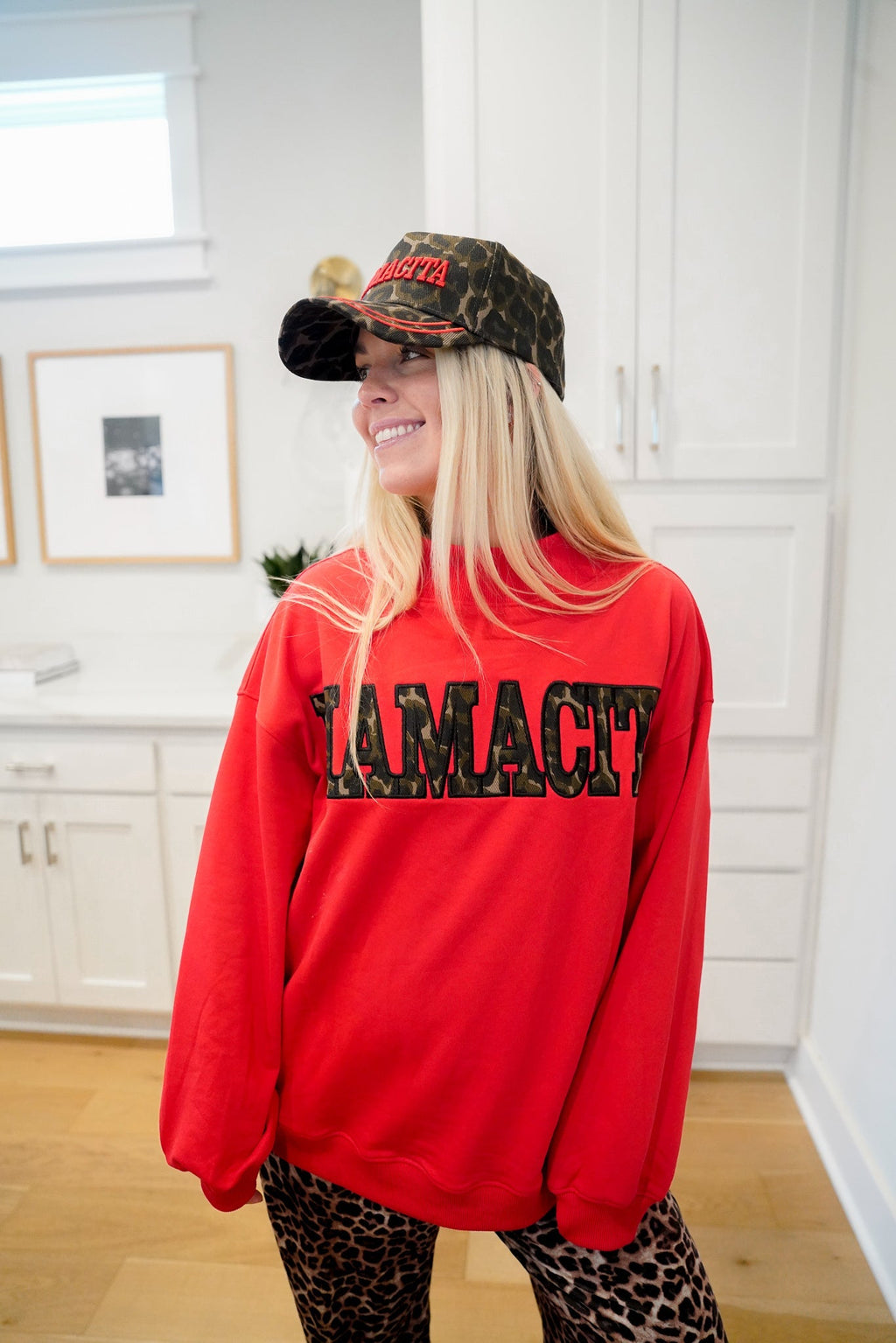 Mamacita - Red Vintage Mock-Neck Sweatshirt