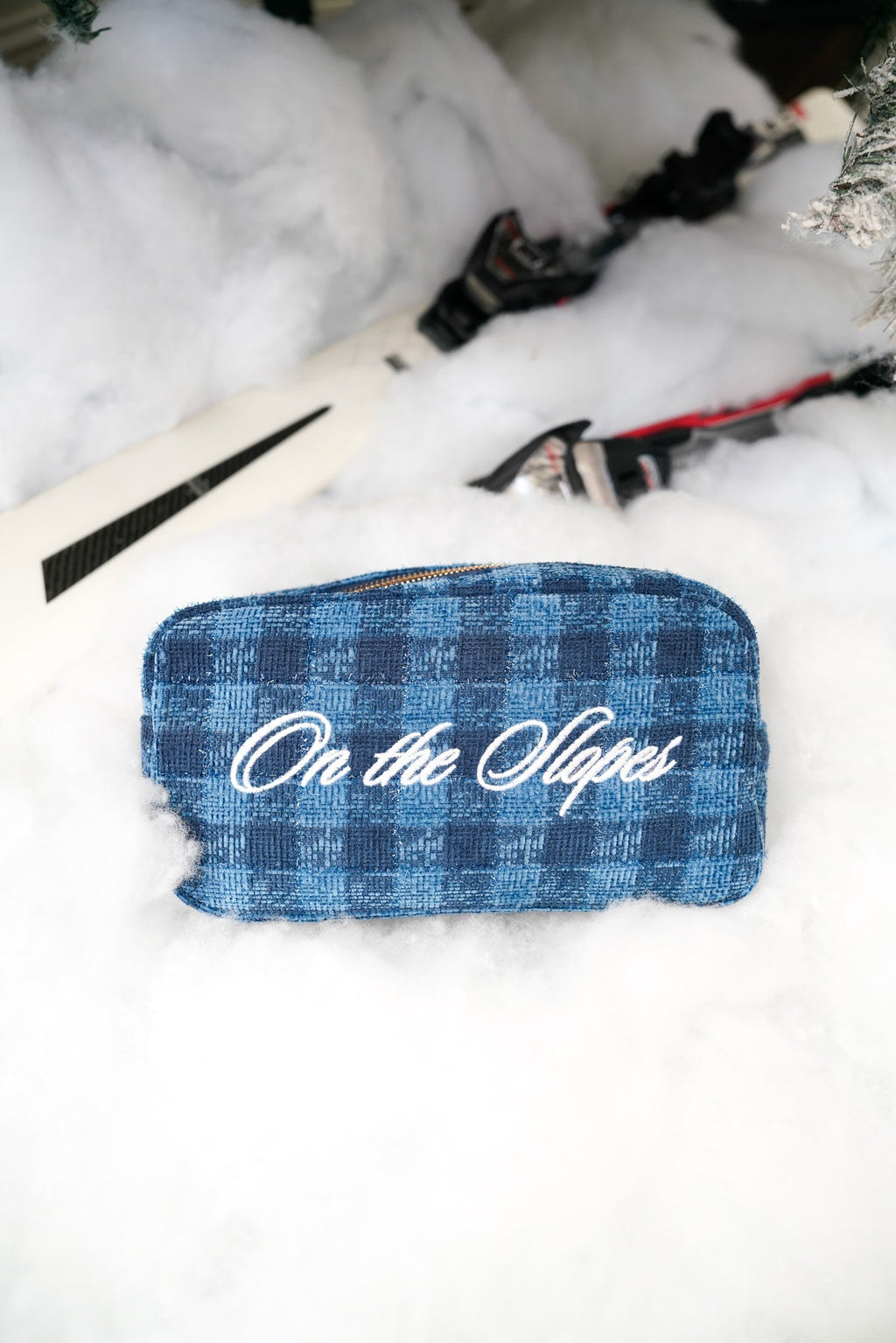 On The Slopes - Navy Plaid Large Bag