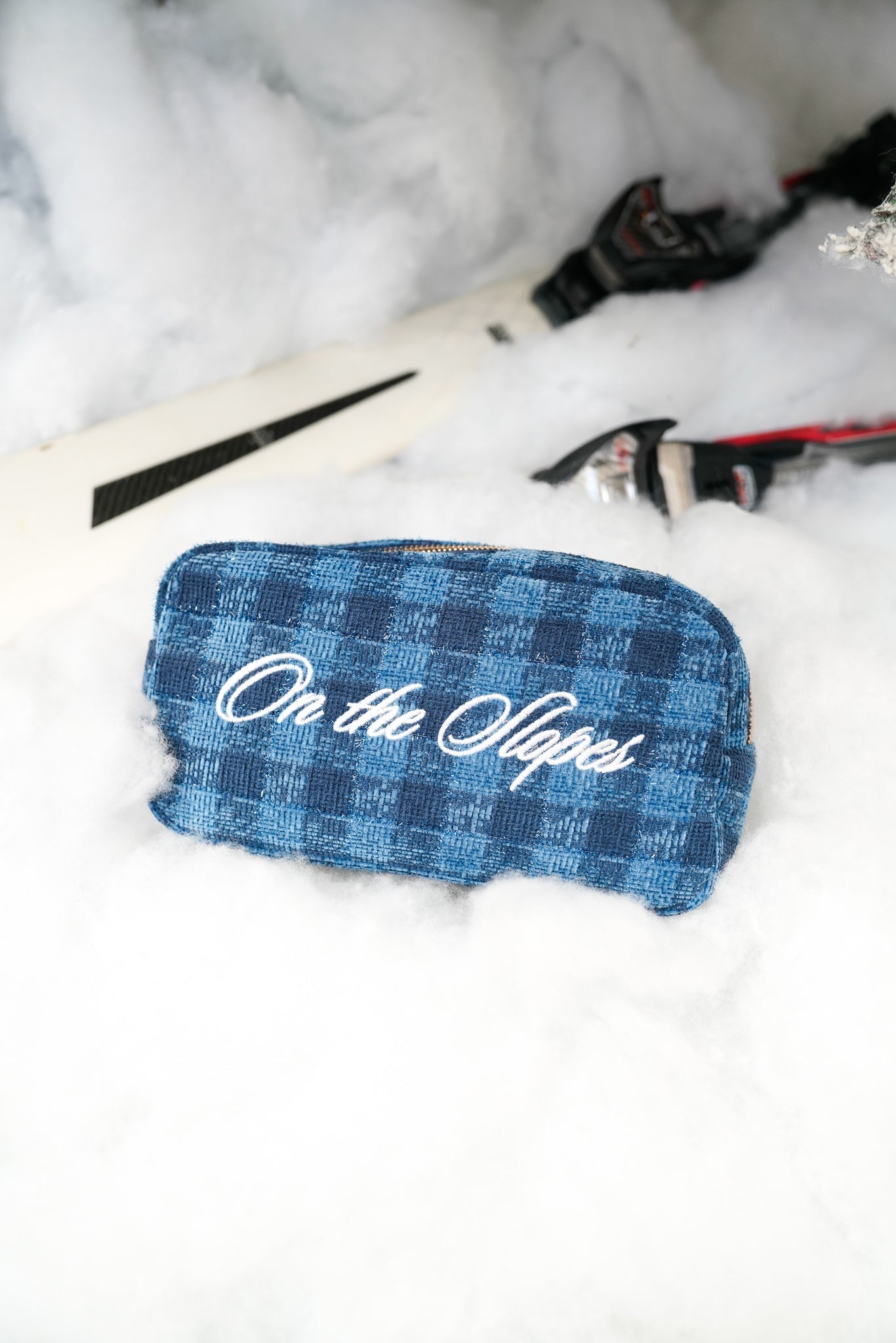 On The Slopes - Navy Plaid Large Bag