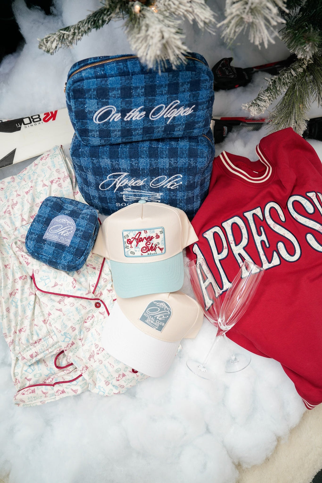 On The Slopes - Navy Plaid Large Bag