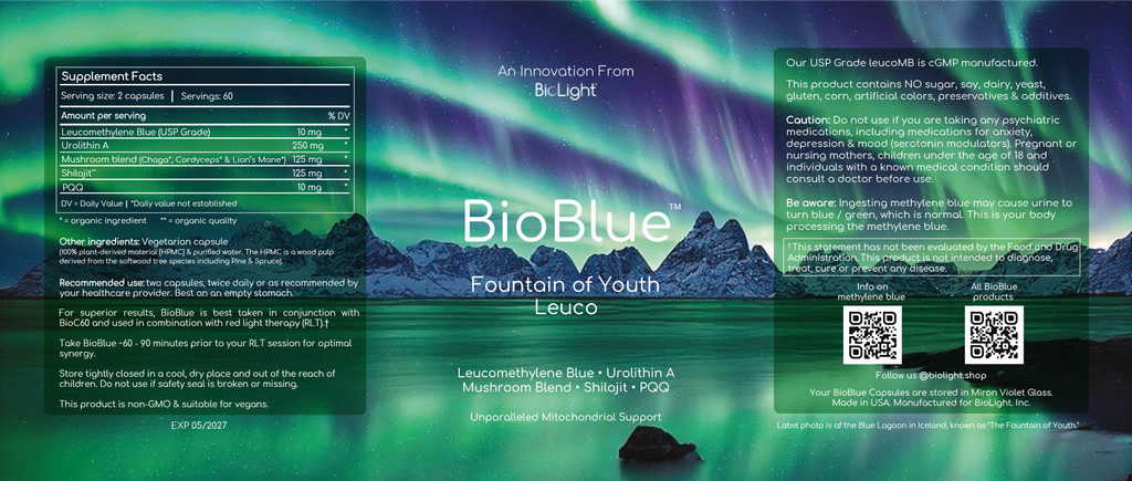 BioBlue Fountain of Youth Leuco Supplement | Advanced Mitochondrial Support & Energy Boosting Formula