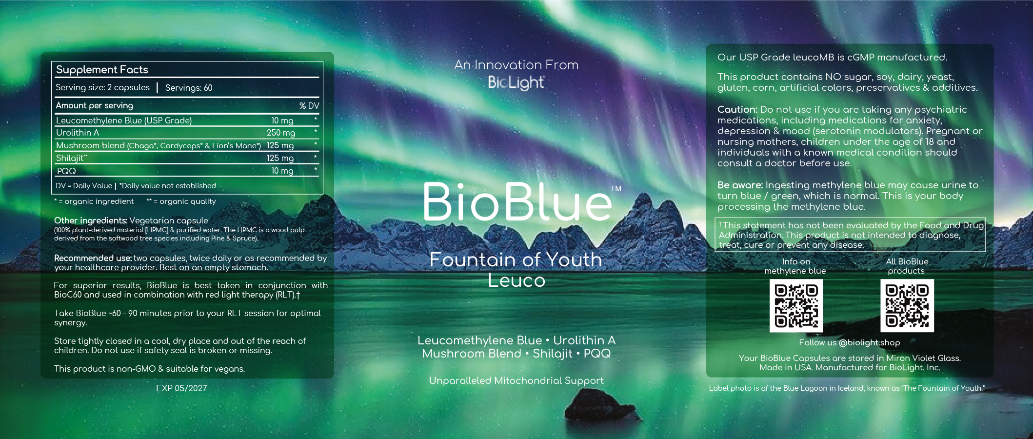 BioBlue Fountain of Youth Leuco Supplement | Advanced Mitochondrial Support & Energy Boosting Formula