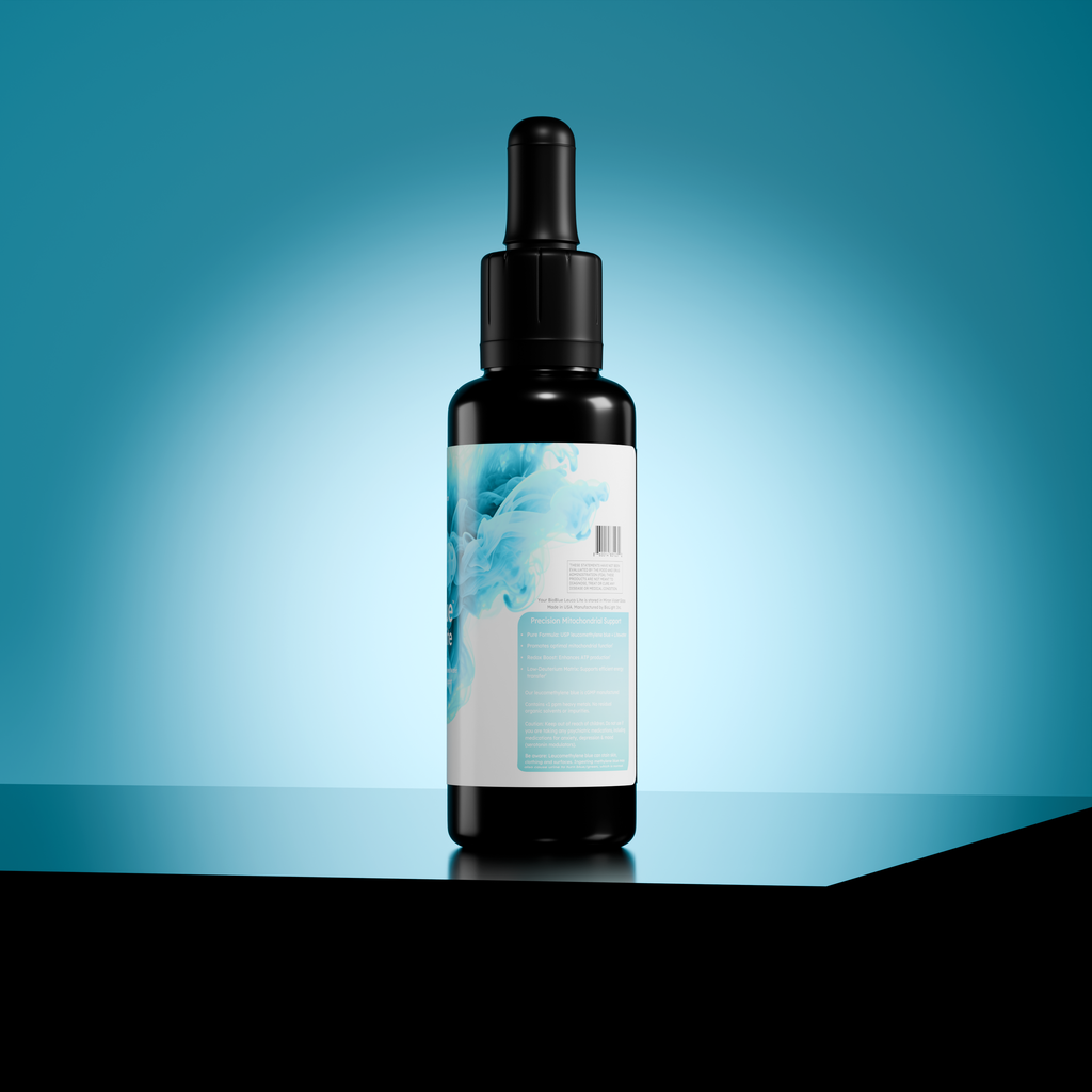 BioBlue Leuco Lite: Rapidly Absorbed Leucomethylene Blue w/ Litewater (Deuterium-Depleted Water) for Enhanced Brain & Mitochondrial Support | Wellness & Longevity Supplement | 1% Solution, USP Grade