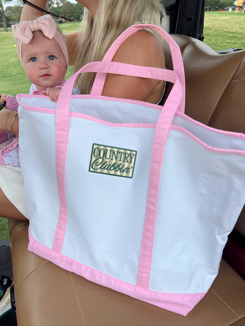Country Clubbin' - Pink Canvas Tote
