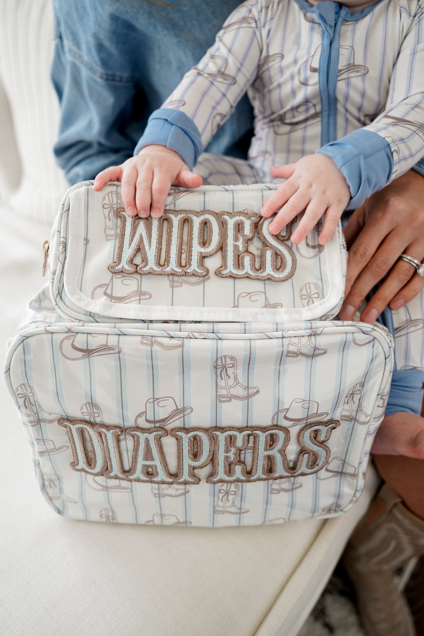 Diapers XL - Western Blues Clear Coat Bag