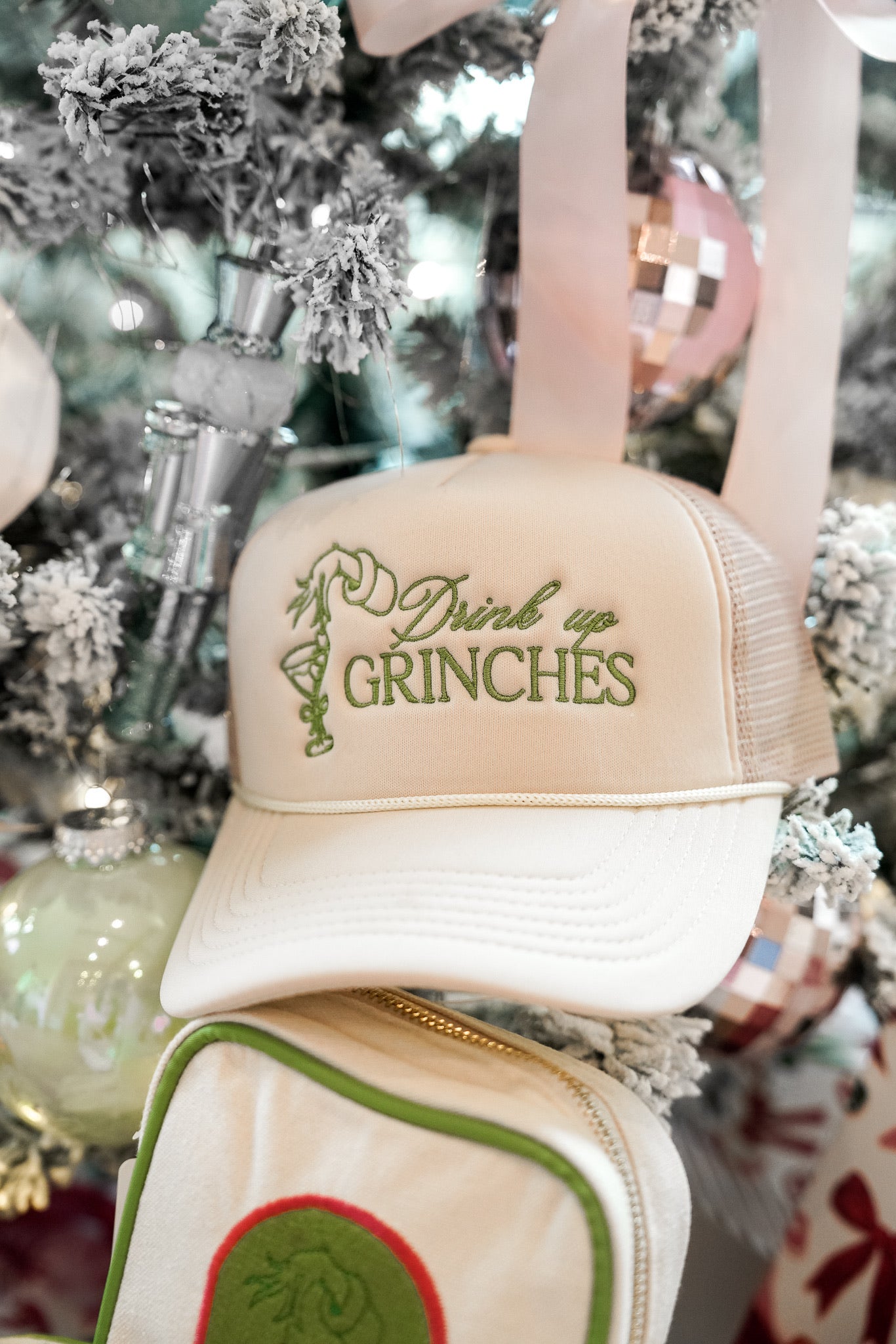 Drink Up Grinches - Tan Foam Trucker Hat