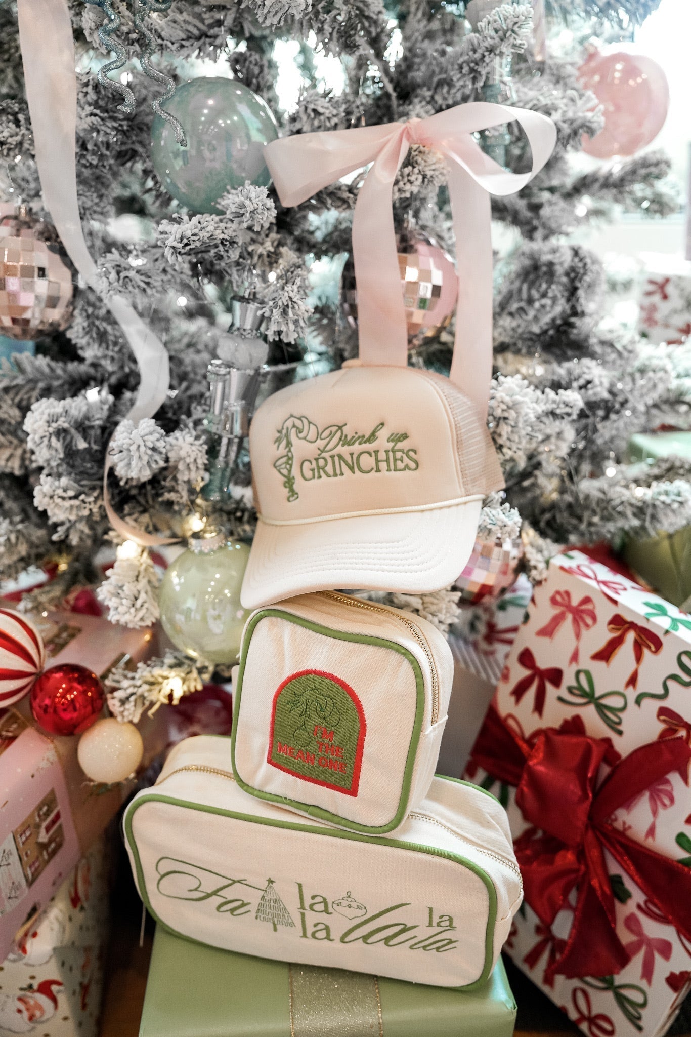 Drink Up Grinches - Tan Foam Trucker Hat