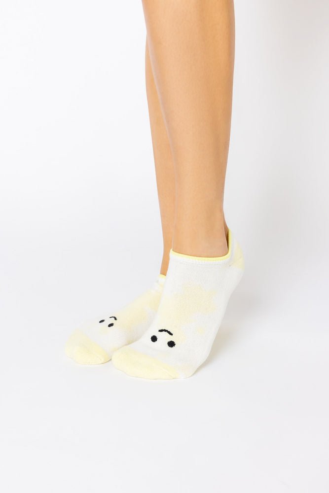 Happy Face Low Rise Socks - Yellow Tie Dye