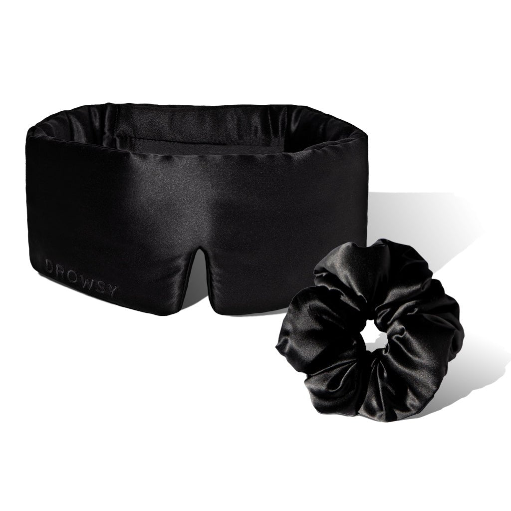 Sleep Mask + Scrunchie - Black Jade